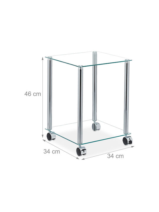 Masa Masa de lounge pentru spații exterioare mici Metalic cu suprafață din sticlă Maro 46x34x34buc