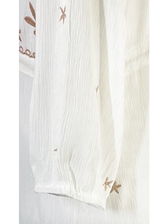 Καλοκαιρινό Maxi Φόρεμα White Crystal, Cream