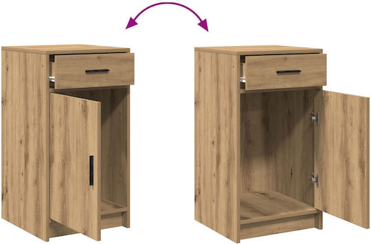 Floor-standing Bedroom Makeup Table Wooden Oak Processed Wood with Mirror 78.5x41x135cm