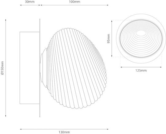Eko Light Lamp Wall with Integrated LED and Warm White Light Silver 15x12.5cm