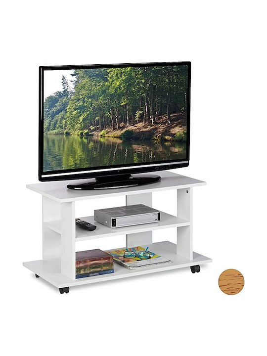 Stand TV cu Roți Alb L80xA40xÎ40cm
