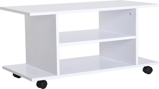 Έπιπλο Τηλεόρασης με Ρόδες Λευκό Μ80xΠ40xΥ40cm