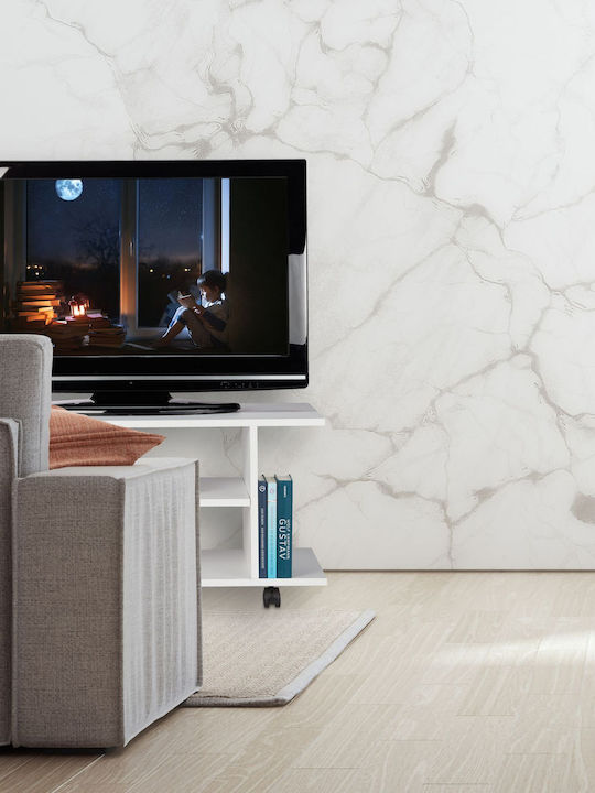 TV-Ständer mit Rädern Weiß M40xT80xH40cm