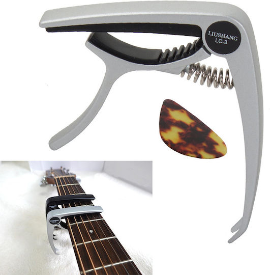 Metal Capo Set Classical Electric Guitar 1 Guitar Pick Silver