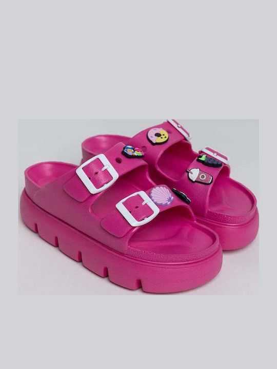 Women's Flip Flops Style Sandals with Platforms in Fuchsia Color