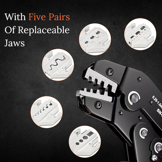 Onuvio Professional Pliers Multifunctional Crimping 5 Interchangeable Jaws Carrying Case 0.25-1.5mm 23-16 Awg