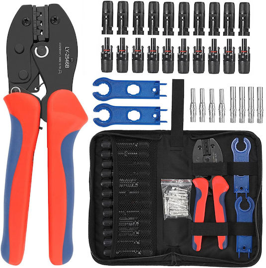 Set de Sertizare Onuvio Cabluri Panouri Solare 2.5mm 4mm 6mm Unealtă de Sertizare 10 Conectori Mc4 Masculin-feminin 2 Chei de Etanșare Geantă de Depozitare