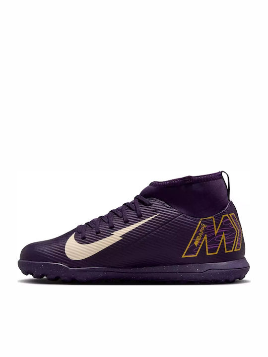 Детски Футболни Обувки Високи Mercurial Superfly 10 Club "Kylian Mbappé" с Гумена Подметка и Чорап Grand Purple / Pale Ivory