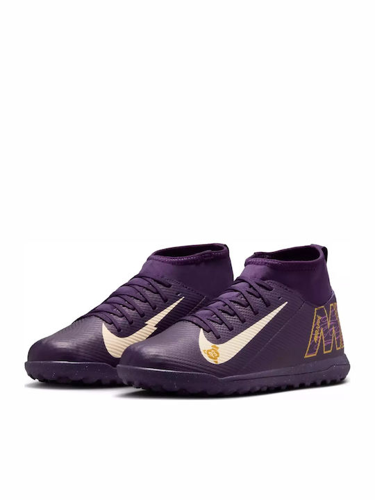 Детски Футболни Обувки Високи Mercurial Superfly 10 Club "Kylian Mbappé" с Гумена Подметка и Чорап Grand Purple / Pale Ivory
