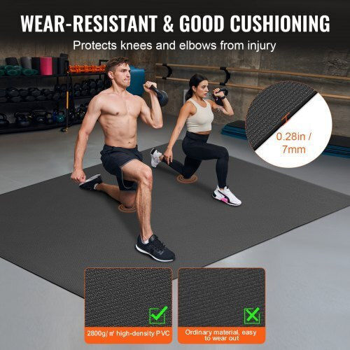 Vevor Exercise Mat Black with Carry Strap (213.36x152.4cm)