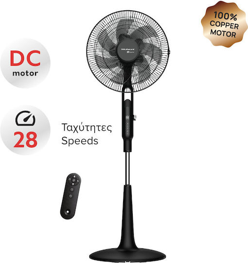 Telemax Ανεμιστήρας Ορθοστάτης 40W με Τηλεχειριστήριο Μαύρος