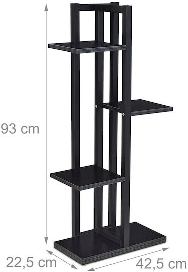 4-tier Shelf Steel Mdf Black 93 X 42.5 X 22.5 Cm