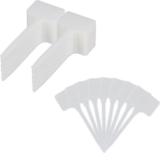Set 100 Etichete pentru Plante 14.5 X 5.5 Albe Reutilizabile Relaxdays