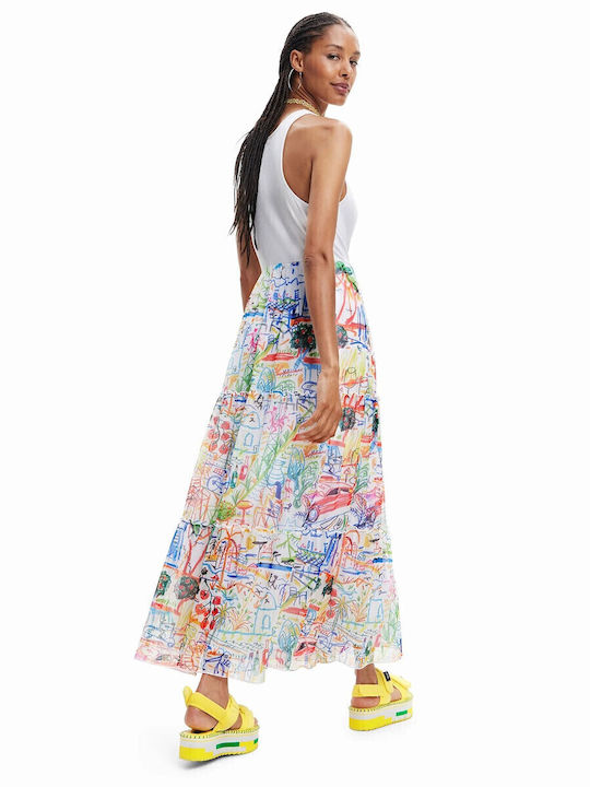 Desigual Quatro με Τούλι Φόρεμα All day Λευκό