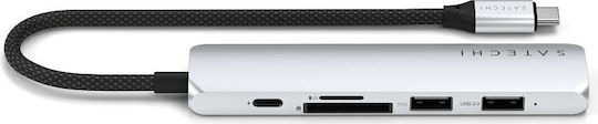 Satechi ST-P6SS USB-A / USB-C Docking Station mit HDMI 4K PD Silber