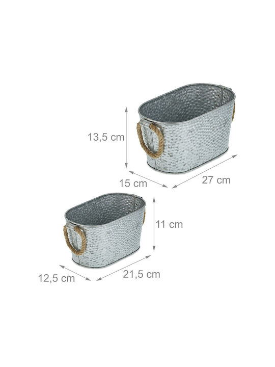 Set 2 Ghivece Decorative cu Mâner Argintiu Maro