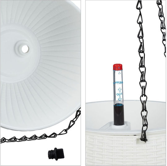 Set 2 Hanging Pots Water Storage System Water Level Indicator Plastic Iron White 54 X 18.5 Cm