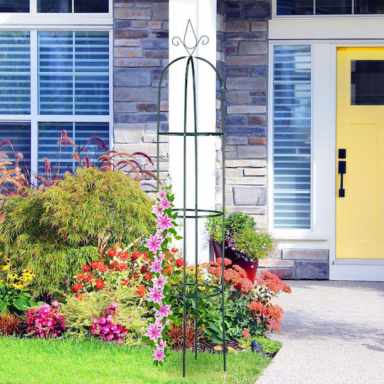 Garden Flower Support Obelisk 200 X 40 Cm Dark Green Relaxdays