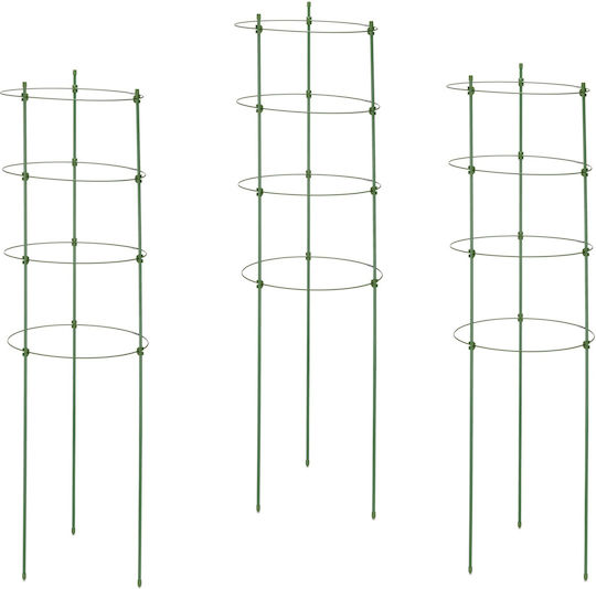 Set 3 Tomato Trellises Metal Plastic Relaxdays Dimensions 91 X 28 Cm Green