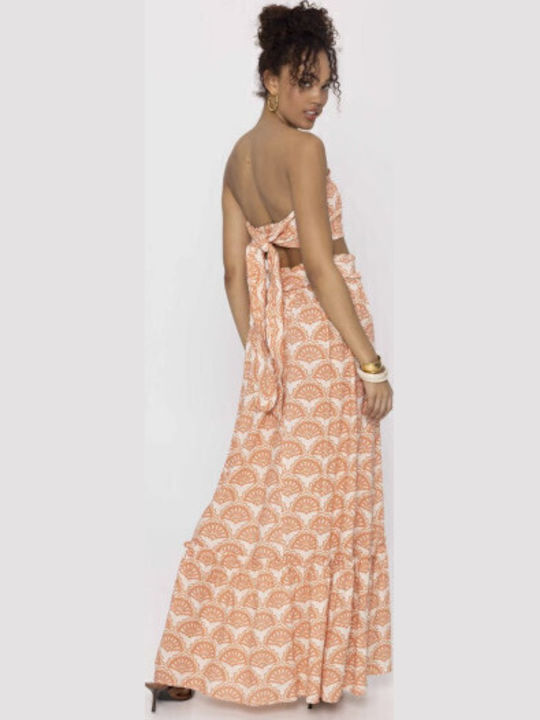 Linen Maxi Skirt Floral Floral