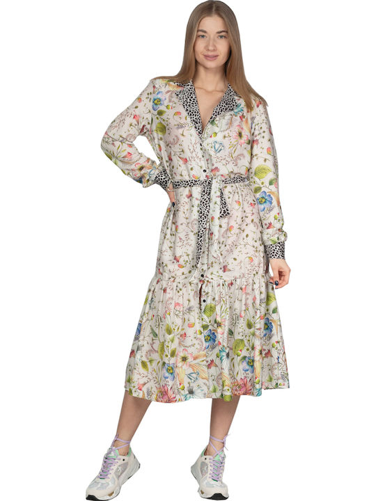 Summer Midi Shirt Dress Beige