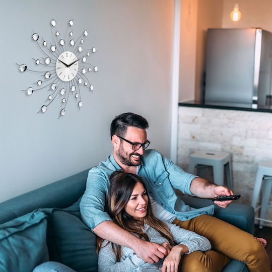 Wall Clock Silver Dimensions 50 X 50 X 4 Cm Relaxdays