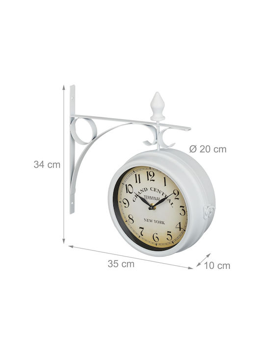 Ceas de Perete Vintage cu Două Fețe 34 X 35 X 10 Cm Alb
