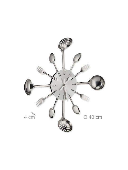 Wall Clock Accessorized Cutlery Silver Diameter 40 Cm Relaxdays