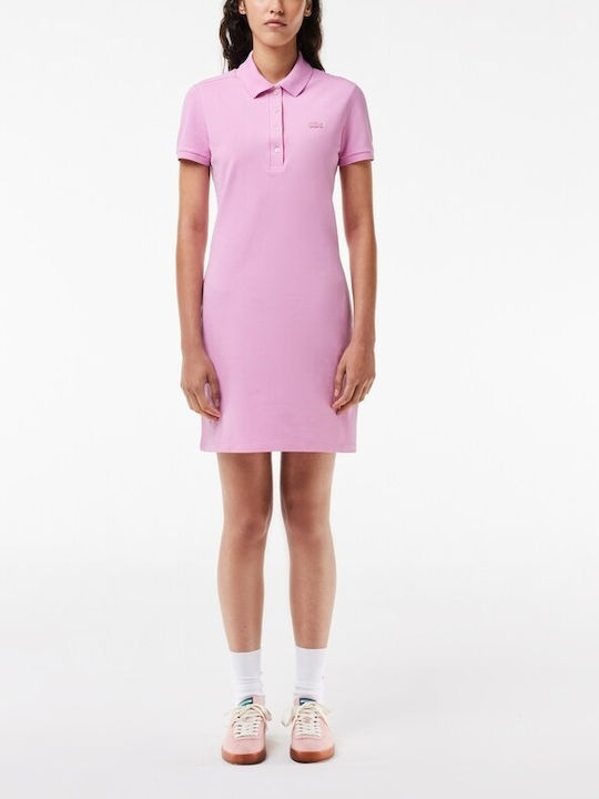 Sommer Mini Sportliches Damenkleid Kurzärmelig Rosa