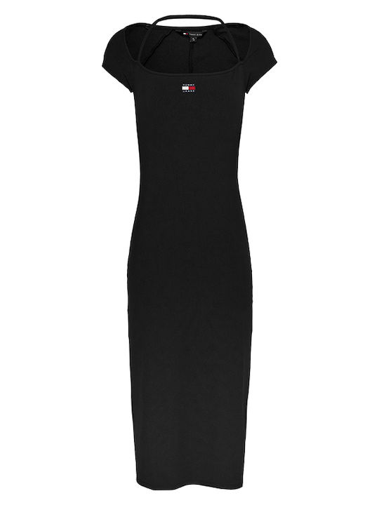 Summer Midi Knitted Black Dress