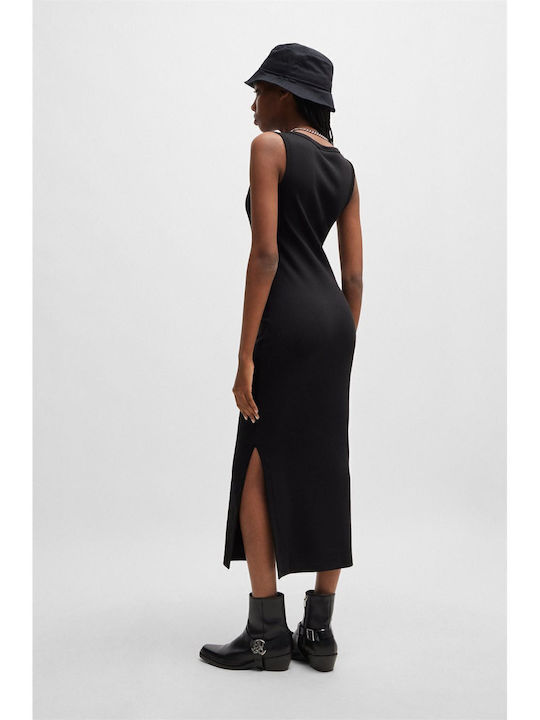 Nalimera Summer Midi Knitted Dress with Tearing Black