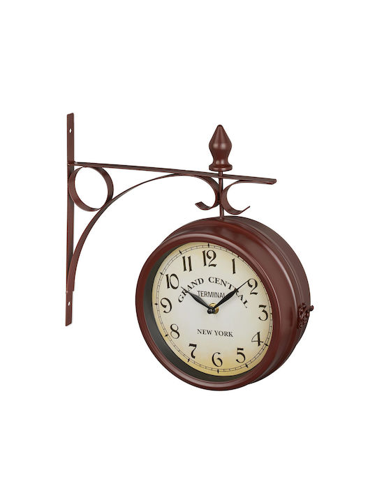 Vintage Wall Clock Double-sided 34 x 35 x 10 cm Brown