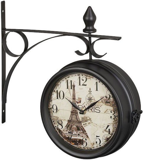Wanduhr Paris Design Doppelseitig 34 x 35 x 10 cm Schwarz Wanduhr Paris Design Doppelseitig 34 x 35 x 10 cm Schwarz