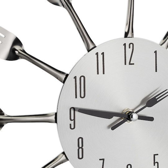 Wanduhr Besteck Silber Relaxdays