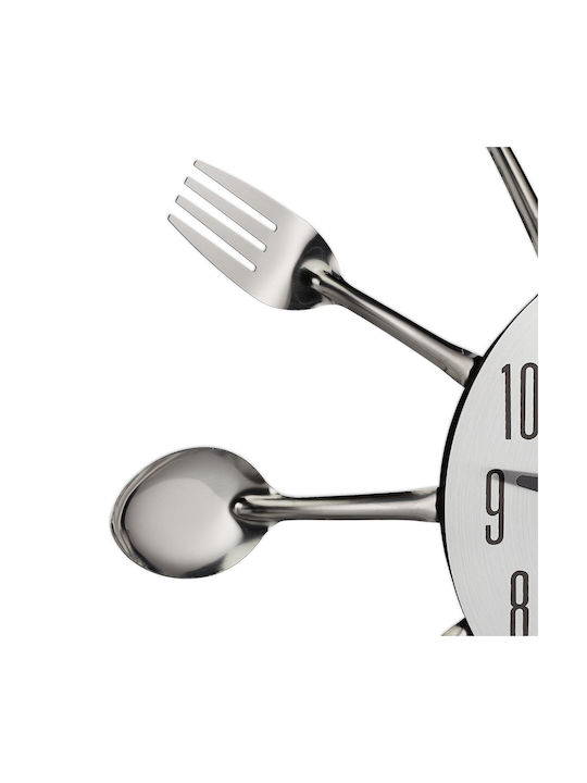 Wall Clock Accessorized Cutlery Silver Relaxdays