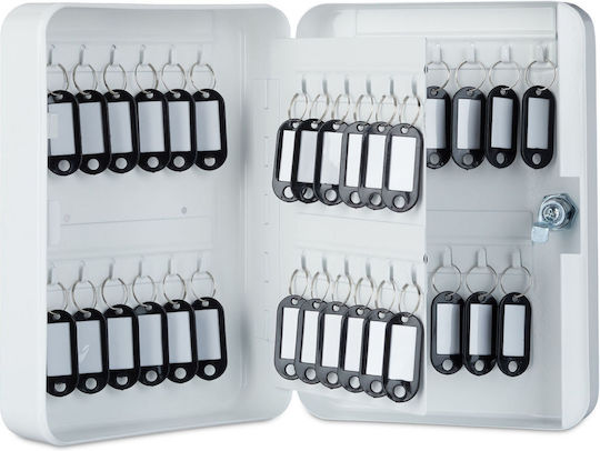 Metal Key Holder Storing 48 Keys Keychains Dimensions 25 X 18 X 7.5 Cm White Relaxdays