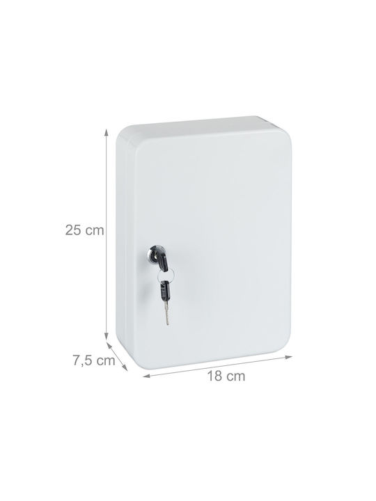 Suport metalic pentru chei, depozitare 48 chei, dimensiuni 25 x 18 x 7,5 cm, alb Relaxdays