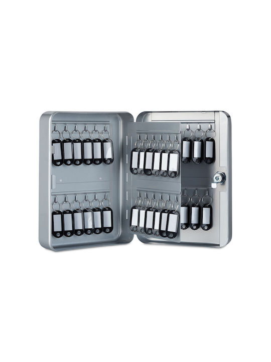Suport metalic pentru chei, depozitare 48 chei, brelocuri, dimensiuni 25 x 18 x 7,5 cm, gri Relaxdays