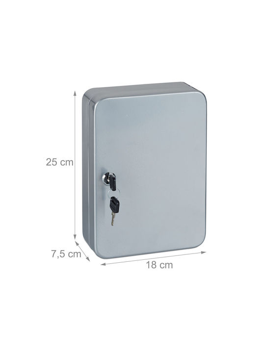 Suport metalic pentru chei, depozitare 48 chei, brelocuri, dimensiuni 25 x 18 x 7,5 cm, gri Relaxdays