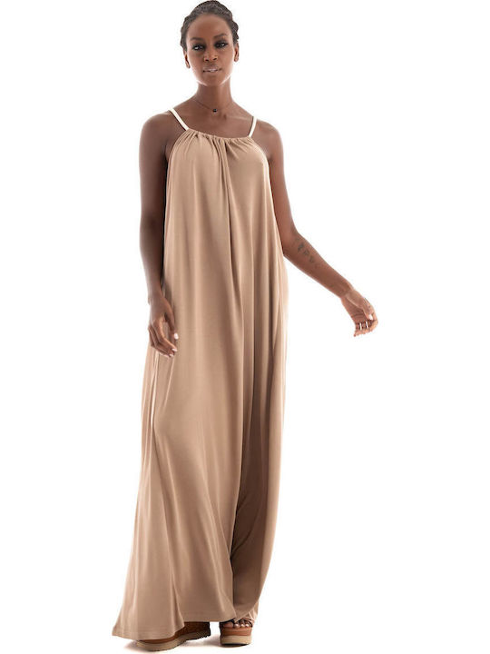 Καλοκαιρινό Maxi Φόρεμα Beige