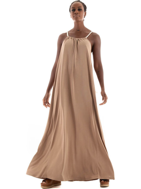 Καλοκαιρινό Maxi Φόρεμα Beige