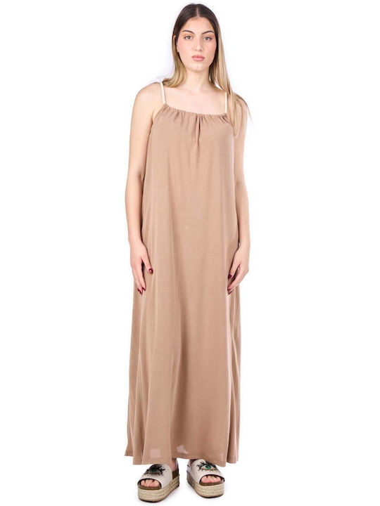 Καλοκαιρινό Maxi Φόρεμα Beige