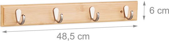 Wandgarderobe 4 Haken Bambus Maße 6 x 48,5 x 5 cm Relaxdays