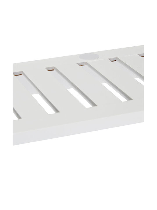 Raft cuier de perete 6 cârlige bambus metal dimensiuni 18 x 75 x 16 cm alb Relaxdays