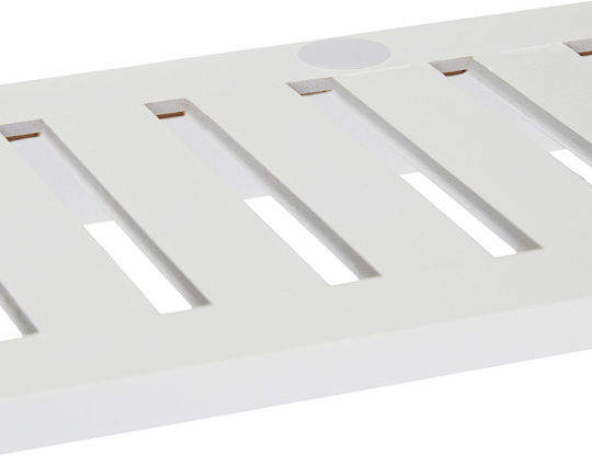 Raft cuier de perete 6 cârlige bambus metal dimensiuni 18 x 75 x 16 cm alb Relaxdays