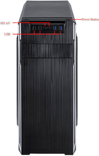 Supercase F75A Gaming Midi Tower Κουτί Υπολογιστή με Πλαϊνό Παράθυρο Μαύρο