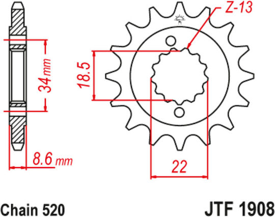 JT Sprockets Γρανάζι Μπροστά για KTM 390 Adventure