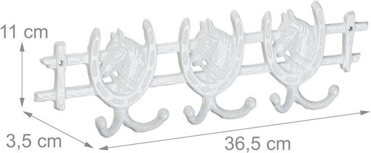 Винтидж Стенна Закачалка За Палта 6 Куки 11 X 36.5 X 3.5 См Бяла