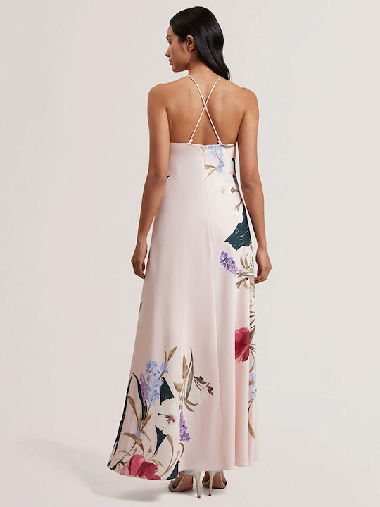 Summer Maxi Dress for Wedding Christening Satin Pink