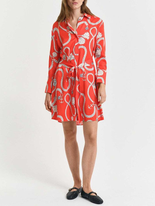 Summer Mini Shirt Dress Orange